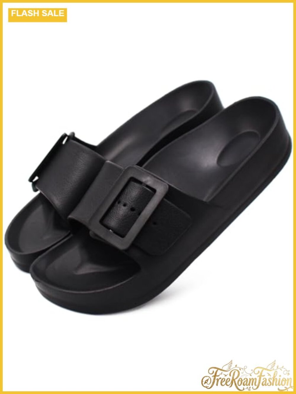 Adjustable Buckle Platform Slide Sandals Arch Support EVA Shower Shoes
